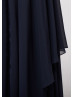 Navy Blue Lace Chiffon Modest Mother Of The Bride Dress 